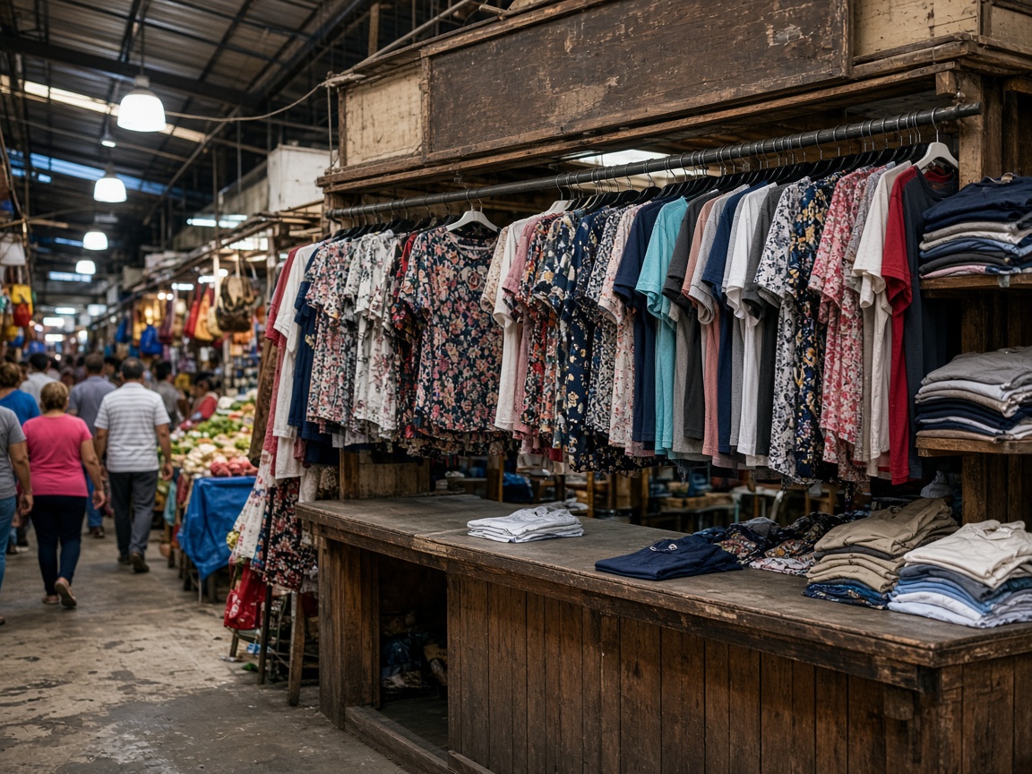 Puesto de ropa en el pasillo central